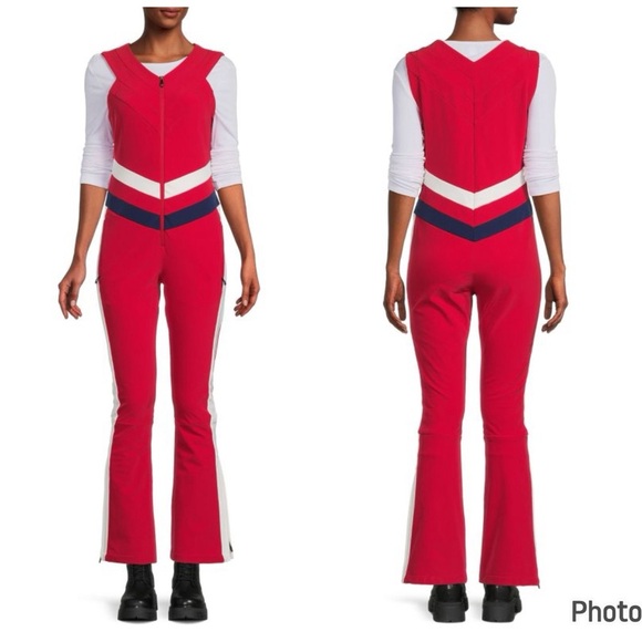 Perfect Moment 60s Fly High One‎ Piece Red Bib Ski Jumpsuit Sz XS Red USA - Picture 1 of 8
